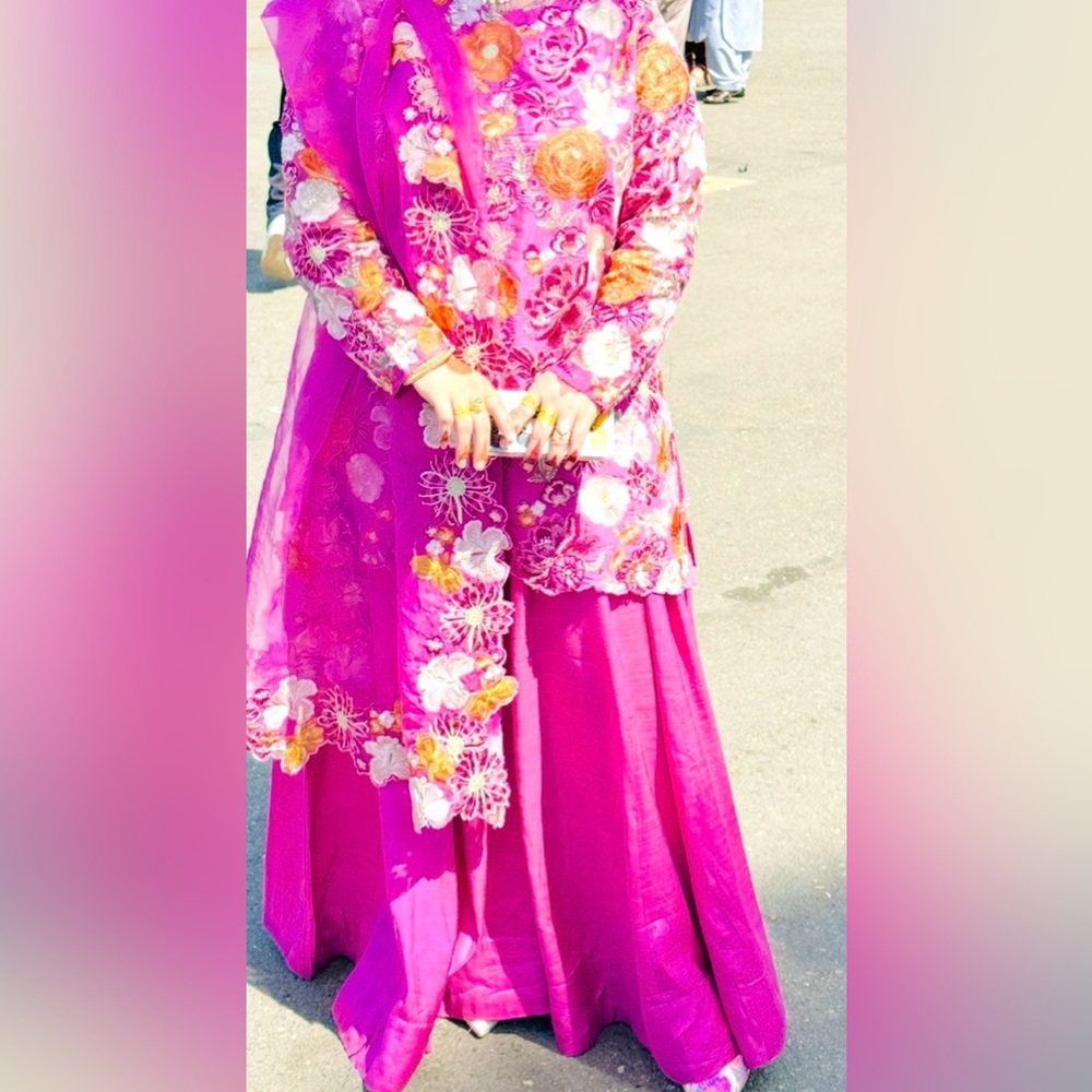 Vibrant Pink Floral Traditional Outfit